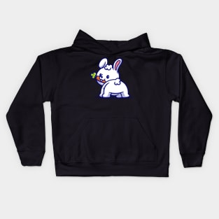 Cute Baby Rabbit Eating Carrot Cartoon Kids Hoodie